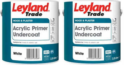 Leyland Trade Acrylic Primer Undercoat White 2.5L Pack of 2