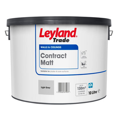 Leyland Trade Contract Matt Light Grey 10L DIY at B&Q