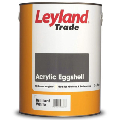Leyland Trade Hardwearing Acrylic Eggshell Brilliant White 2.5L DIY