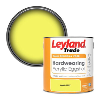 Leyland Trade Hardwearing Acrylic Eggshell Emulsion Paint (0060-G70Y) 2.5L