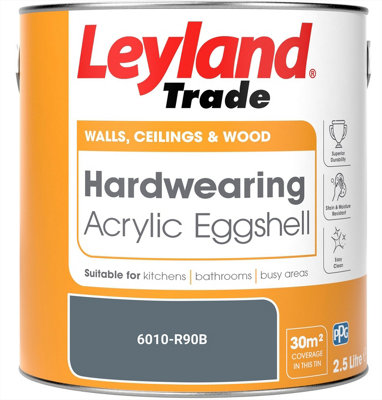 Leyland Trade Hardwearing Acrylic Eggshell Emulsion Paint (6010-R90B) 2.5L