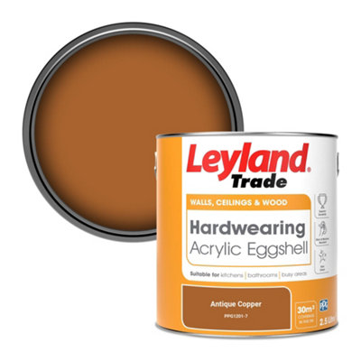 Leyland Trade Hardwearing Acrylic Eggshell Emulsion Paint Antique Copper (PPG1201-7) 2.5L