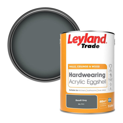Leyland Trade Hardwearing Acrylic Eggshell Emulsion Paint Basalt Grey (RAL 7012) 5L