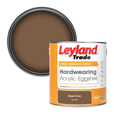 Leyland Trade Hardwearing Acrylic Eggshell Emulsion Paint Beige Brown (RAL 8024) 2.5L
