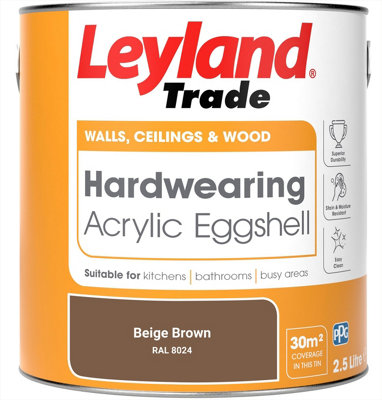 Leyland Trade Hardwearing Acrylic Eggshell Emulsion Paint Beige Brown (RAL 8024) 2.5L