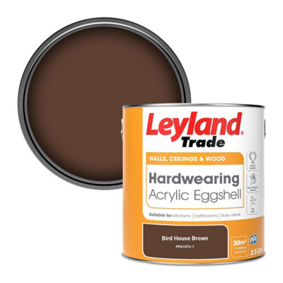 Leyland Trade Hardwearing Acrylic Eggshell Emulsion Paint Bird House Brown (PPG1072-7) 2.5L