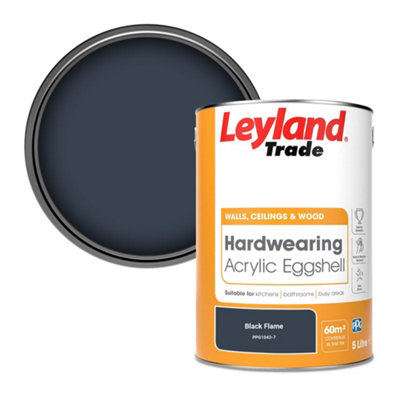 Leyland Trade Hardwearing Acrylic Eggshell Emulsion Paint Black Flame (PPG1043-7) 5L