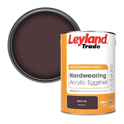 Leyland Trade Hardwearing Acrylic Eggshell Emulsion Paint Black Lily (PPG1048-7) 5L