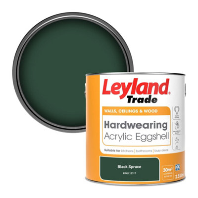 Leyland Trade Hardwearing Acrylic Eggshell Emulsion Paint Black Spruce (PPG1137-7) 2.5L