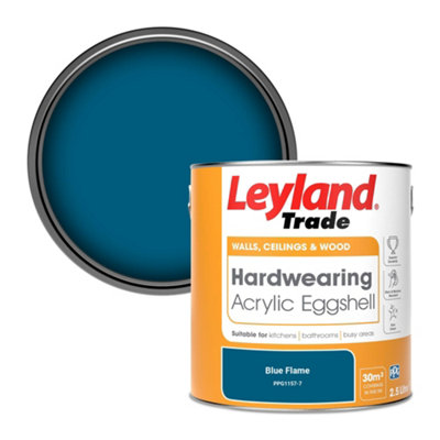 Leyland Trade Hardwearing Acrylic Eggshell Emulsion Paint Blue Flame (PPG1157-7) 2.5L