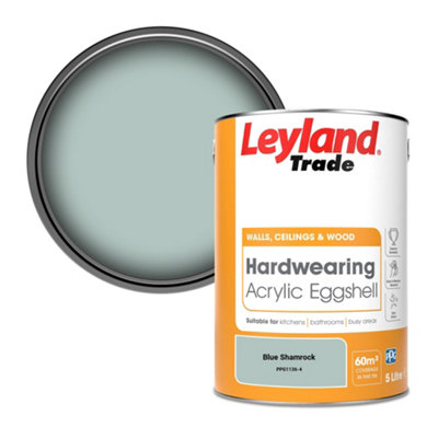 Leyland Trade Hardwearing Acrylic Eggshell Emulsion Paint Blue Shamrock (PPG1136-4) 5L