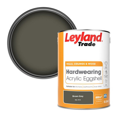 Leyland Trade Hardwearing Acrylic Eggshell Emulsion Paint Brown Grey (RAL 7013) 5L