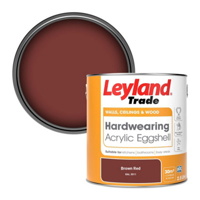 Leyland Trade Hardwearing Acrylic Eggshell Emulsion Paint Brown Red (RAL 3011) 2.5L
