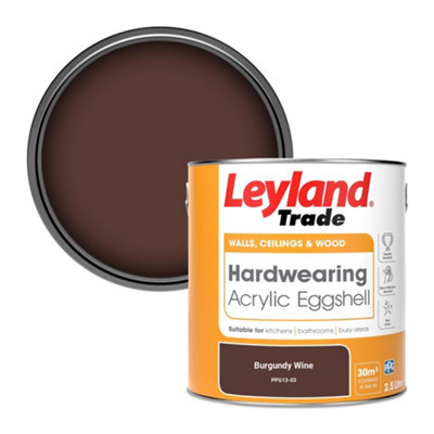 Leyland Trade Hardwearing Acrylic Eggshell Emulsion Paint Burgundy Wine (PPG13-03) 2.5L
