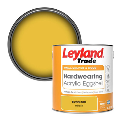 Leyland Trade Hardwearing Acrylic Eggshell Emulsion Paint Burning Gold (PPG1213-7) 2.5L