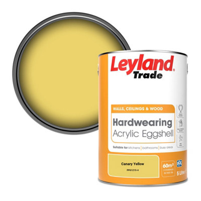 Leyland Trade Hardwearing Acrylic Eggshell Emulsion Paint Canary Yellow (PPG1215-4) 5L