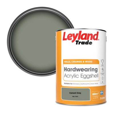 Leyland Trade Hardwearing Acrylic Eggshell Emulsion Paint Cement Grey (RAL 7033) 5L
