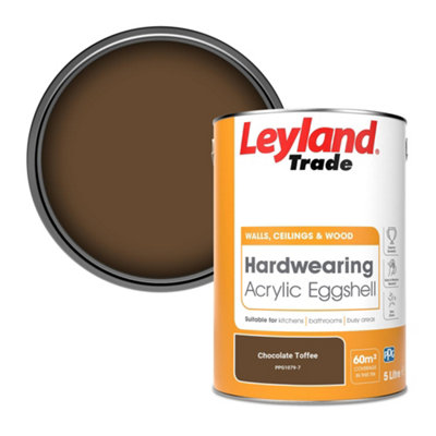 Leyland Trade Hardwearing Acrylic Eggshell Emulsion Paint Chocolate Toffee (PPG1079-7) 5L