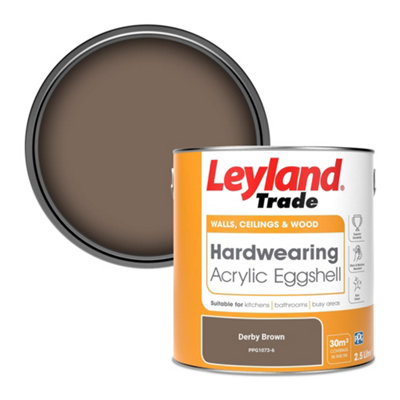 Leyland Trade Hardwearing Acrylic Eggshell Emulsion Paint Derby Brown (PPG1073-6) 2.5L