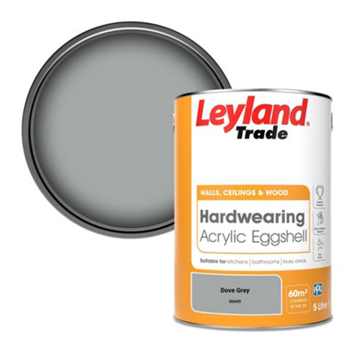 Leyland Trade Hardwearing Acrylic Eggshell Emulsion Paint Dove Grey (00A05) 5L