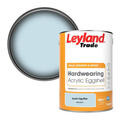 Leyland Trade Hardwearing Acrylic Eggshell Emulsion Paint Duck's Egg Blue (PPG1239-2) 5L
