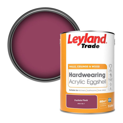 Leyland Trade Hardwearing Acrylic Eggshell Emulsion Paint Fuchsia Flock (PPG1182-7) 5L