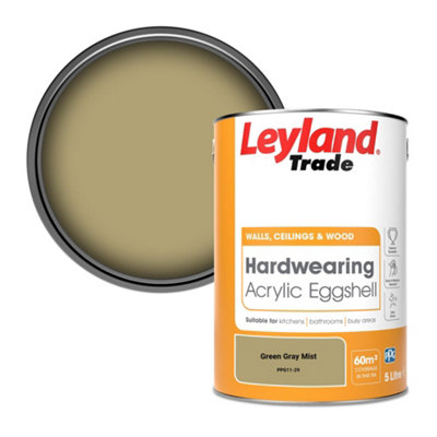 Leyland Trade Hardwearing Acrylic Eggshell Emulsion Paint Green Gray Mist (PPG11-29) 5L