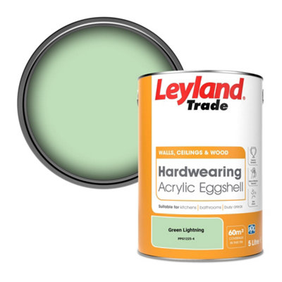 Leyland Trade Hardwearing Acrylic Eggshell Emulsion Paint Green Lightning (PPG1225-4) 5L