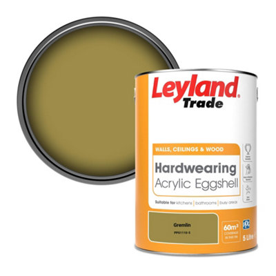 Leyland Trade Hardwearing Acrylic Eggshell Emulsion Paint Gremlin (PPG1110-5) 5L