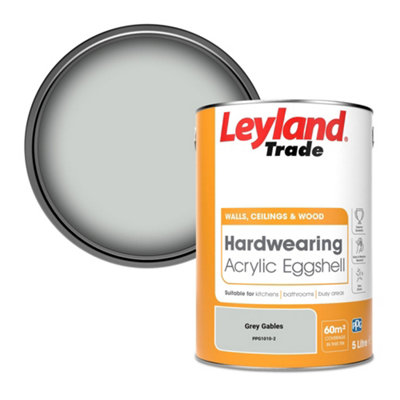 Leyland Trade Hardwearing Acrylic Eggshell Emulsion Paint Grey Gables (PPG1010-2) 5L