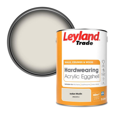 Leyland Trade Hardwearing Acrylic Eggshell Emulsion Paint Indian Muslin (PPG1075-2) 5L
