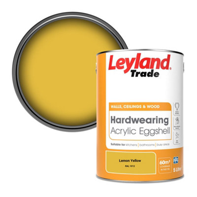 Leyland Trade Hardwearing Acrylic Eggshell Emulsion Paint Lemon Yellow (RAL 1012) 5L