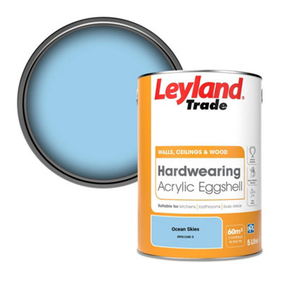 Leyland Trade Hardwearing Acrylic Eggshell Emulsion Paint Ocean Skies (PPG1240-3) 5L