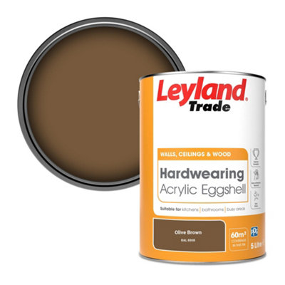 Leyland Trade Hardwearing Acrylic Eggshell Emulsion Paint Olive Brown (RAL 8008) 5L