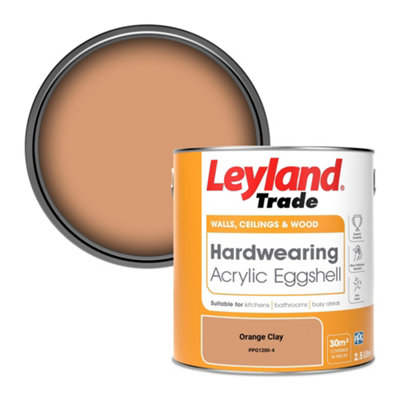 Leyland Trade Hardwearing Acrylic Eggshell Emulsion Paint Orange Clay (PPG1200-4) 2.5L