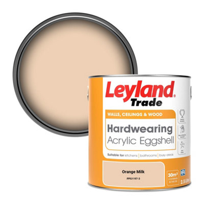 Leyland Trade Hardwearing Acrylic Eggshell Emulsion Paint Orange Milk (PPG1197-3) 2.5L