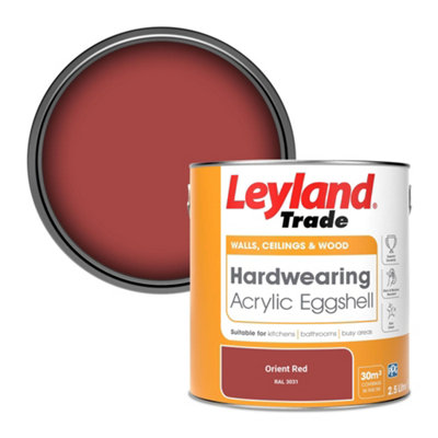 Leyland Trade Hardwearing Acrylic Eggshell Emulsion Paint Orient Red (RAL 3031) 2.5L
