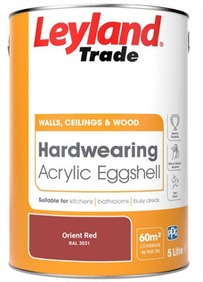 Leyland Trade Hardwearing Acrylic Eggshell Emulsion Paint Orient Red ...