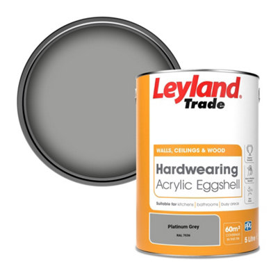 Leyland Trade Hardwearing Acrylic Eggshell Emulsion Paint Platinum Grey (RAL 7036) 5L