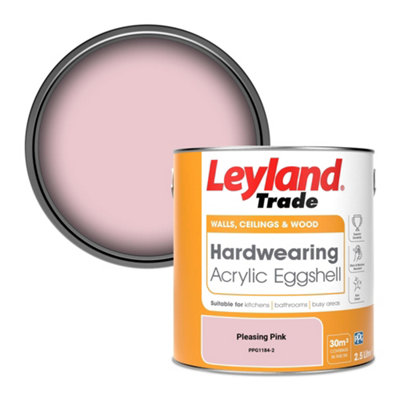 Leyland Trade Hardwearing Acrylic Eggshell Emulsion Paint Pleasing Pink (PPG1184-2) 2.5L