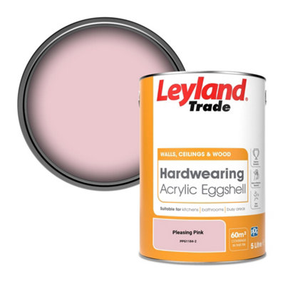 Leyland Trade Hardwearing Acrylic Eggshell Emulsion Paint Pleasing Pink (PPG1184-2) 5L
