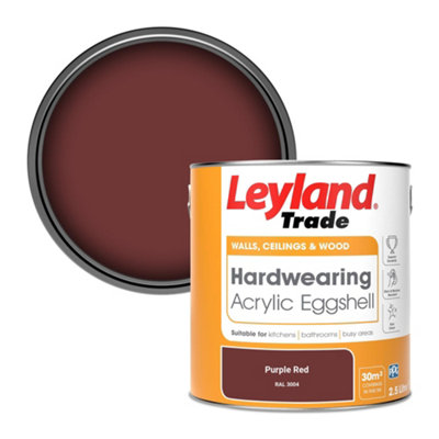 Leyland Trade Hardwearing Acrylic Eggshell Emulsion Paint Purple Red (RAL 3004) 2.5L