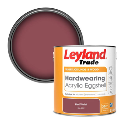 Leyland Trade Hardwearing Acrylic Eggshell Emulsion Paint Red Violet (RAL 4002) 2.5L