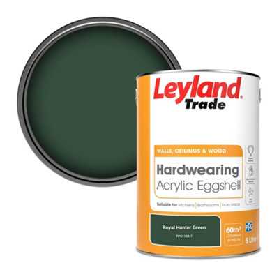 Leyland Trade Hardwearing Acrylic Eggshell Emulsion Paint Royal Hunter Green (PPG1133-7) 5L