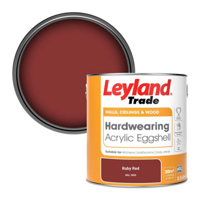 Leyland Trade Hardwearing Acrylic Eggshell Emulsion Paint Ruby Red (RAL 3003) 2.5L