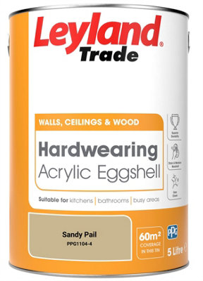 Leyland Trade Hardwearing Acrylic Eggshell Emulsion Paint Sandy Pail ...