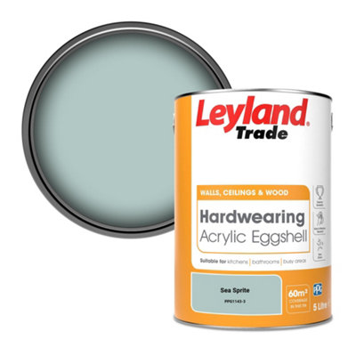 Leyland Trade Hardwearing Acrylic Eggshell Emulsion Paint Sea Sprite (PPG1143-3) 5L