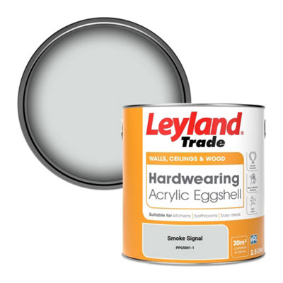 Leyland Trade Hardwearing Acrylic Eggshell Emulsion Paint Smoke Signal (PPG5001-1) 2.5L