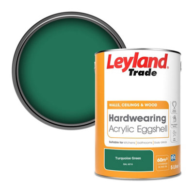 Leyland Trade Hardwearing Acrylic Eggshell Emulsion Paint Turquoise Green (RAL 6016) 5L