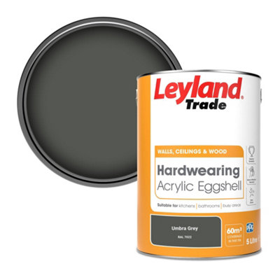 Leyland Trade Hardwearing Acrylic Eggshell Emulsion Paint Umbra Grey (RAL 7022) 5L